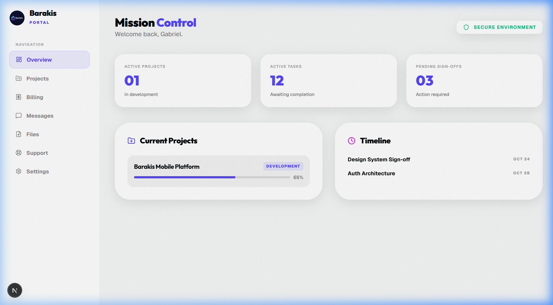 Barakis Mission Control Dashboard