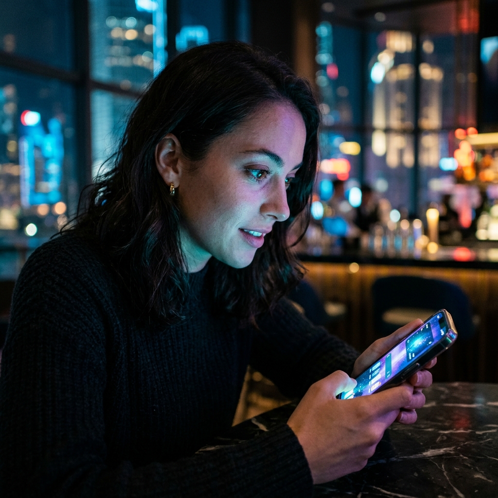 User focused and engaged with high-end interface